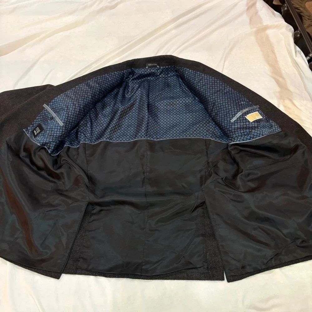 Michael Kors Mens 46L Blazer 100% Camel‎ Hair Charcoal Grey Sport Coat 2 Button